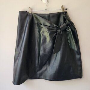 LOFT Faux Leather Mini Skirt with Knot Detail | Black Size 4 Wrap Skirt LIKE NEW